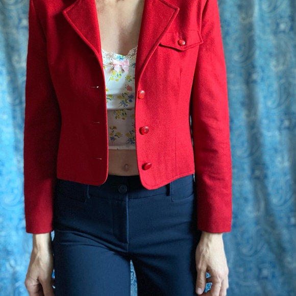 Vintage Pendleton blazer red cropped button down wool - Picture 4 of 11